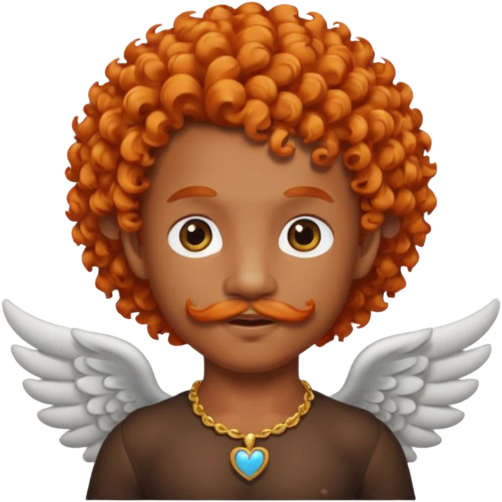 Black cupid with orange hair and mustache emoji
