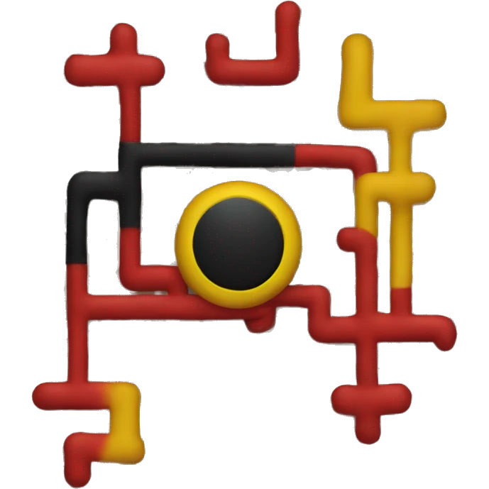"a black and red rectangle with a medium-sized yellow circle in the middle". emoji