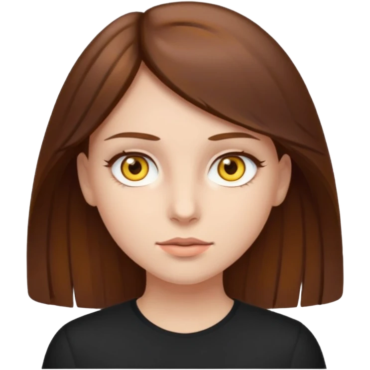 Una chica d Cabello café ojos amarillos piel clara  emoji