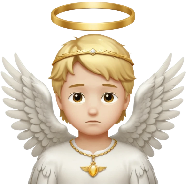 boy angel , sad, white wings, golden ring emoji