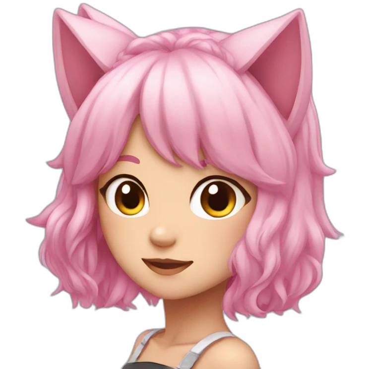 pink haired anime girl with cat ears emoji