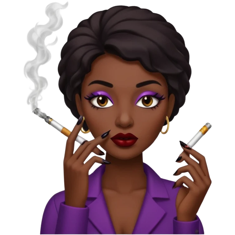 Baddie smoking face with lashes and nails  emoji