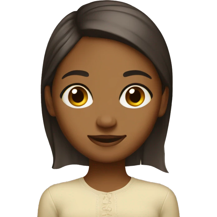 Brown girl playing on cream emoji