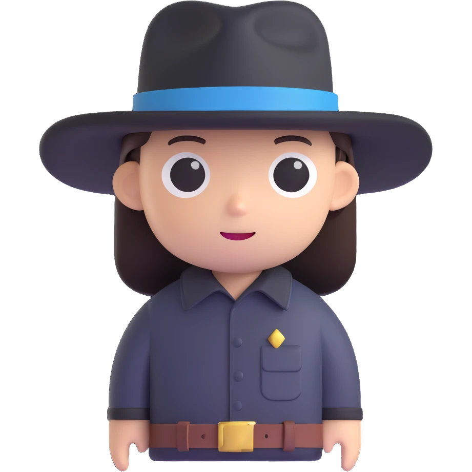 billy jack hat, front view, black felt, flat crown, wide brim, subtle leather band, western vibe emoji