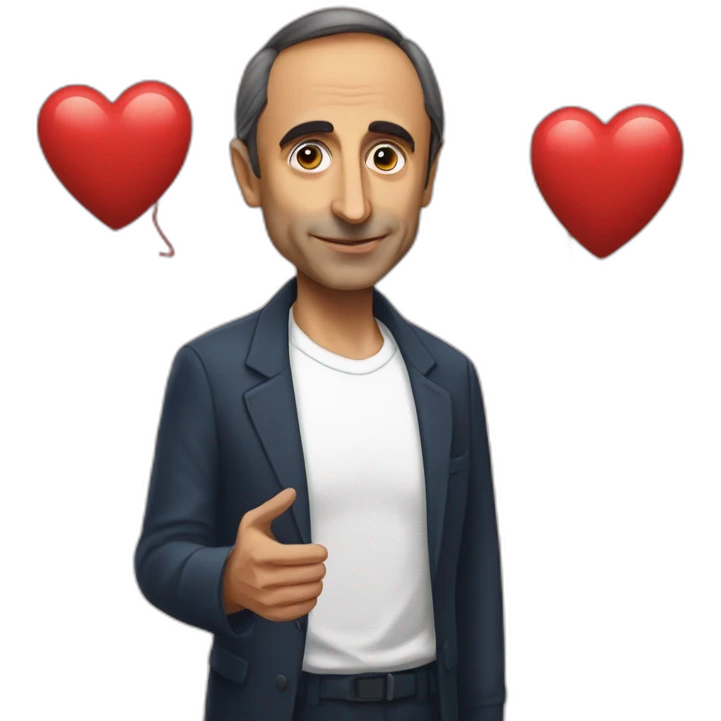 Eric zemmour holding a big heart emoji