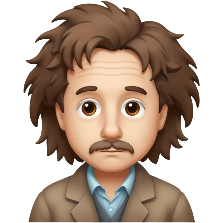 Einstein-like character with messy hair and a thoughtful expression emoji