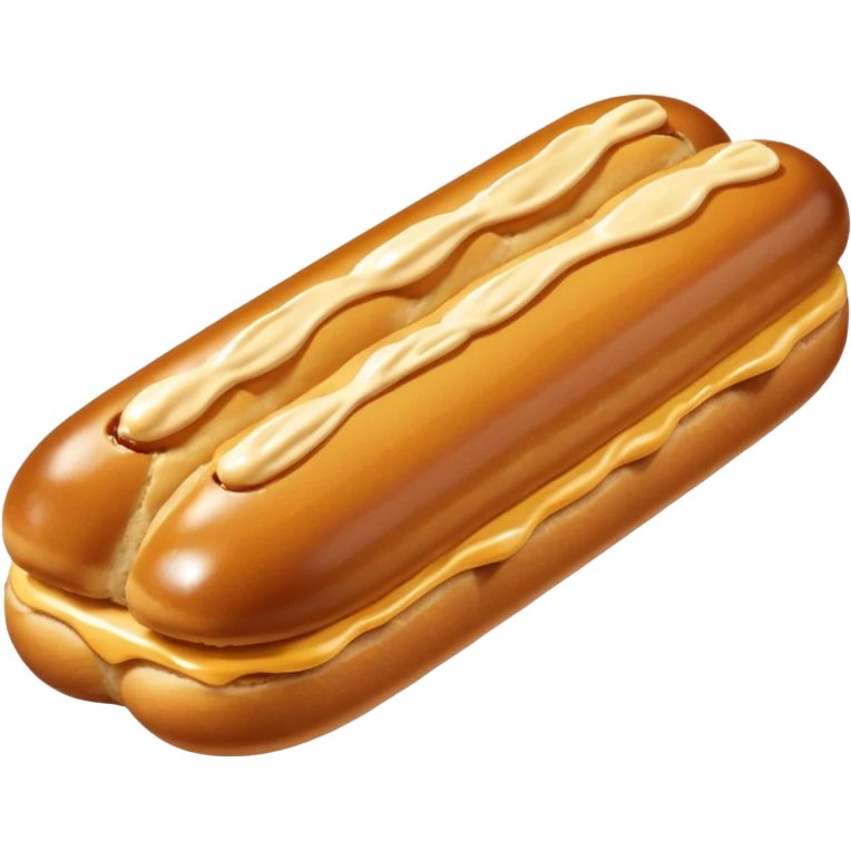  realistic éclair with topping of butterscotch melting  emoji