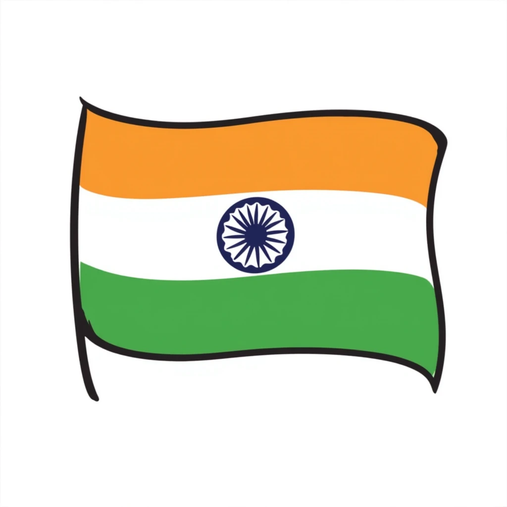 hand-drawn doodle style Indian flag emoji