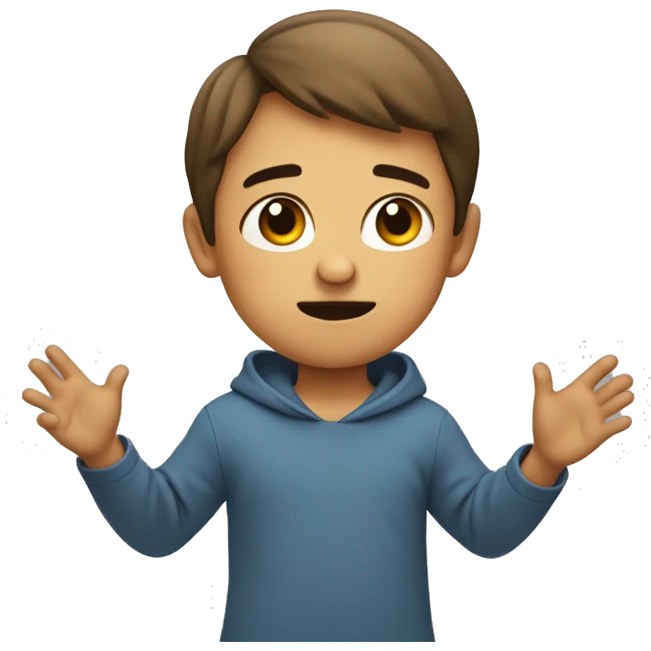 child shrugs his shoulders and spreads his arms  emoji