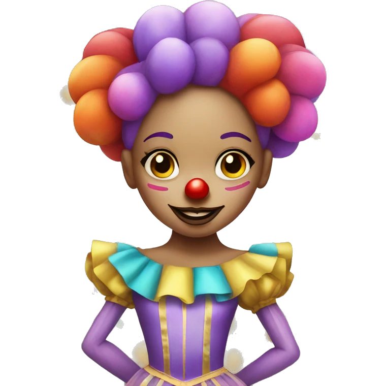Ballerina dressed as a clown very colorful emoji