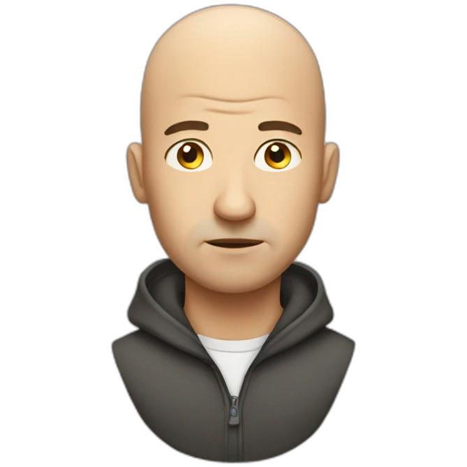 a bald man thinking emoji