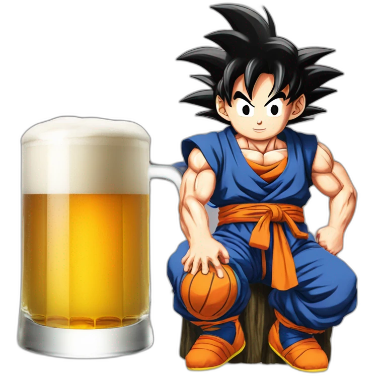 Son Goku bois une bière emoji