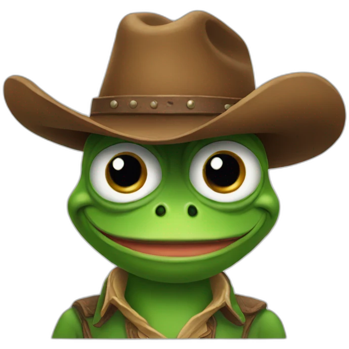 Portrait of Cowboy Pepe The Frog smiling emoji