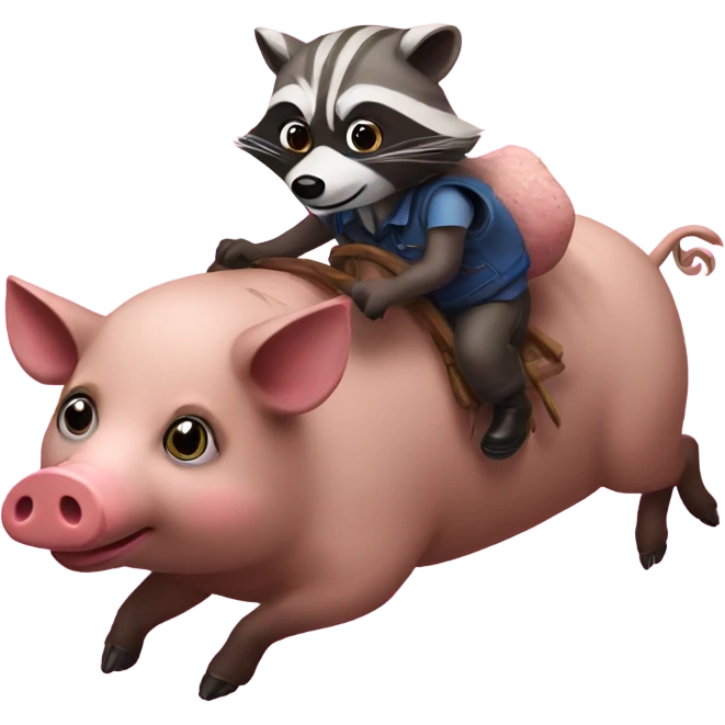 Raccoon riding a pig emoji