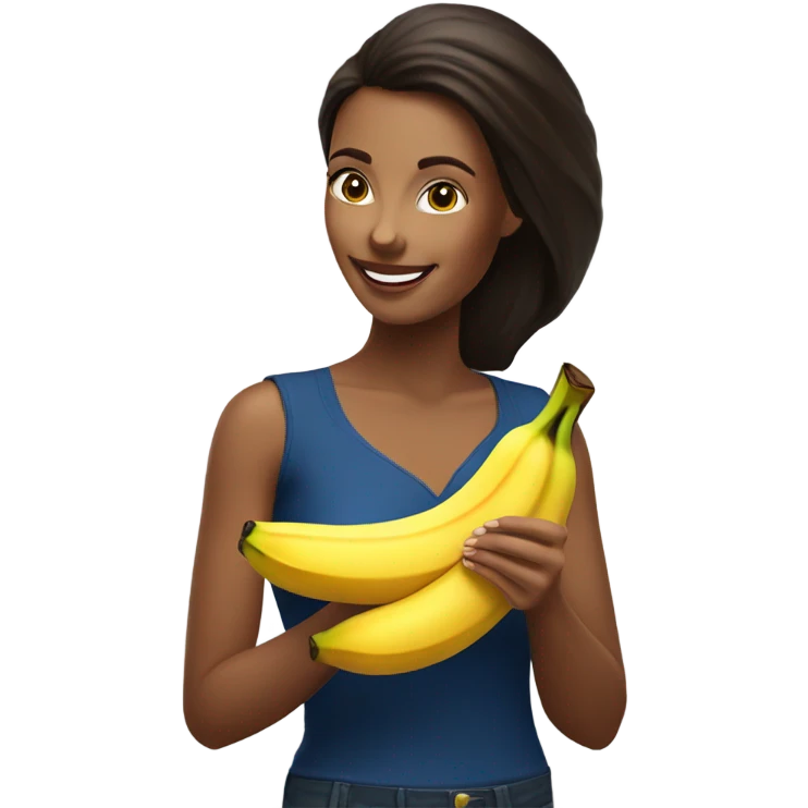 beautiful brunette eating a banana emoji