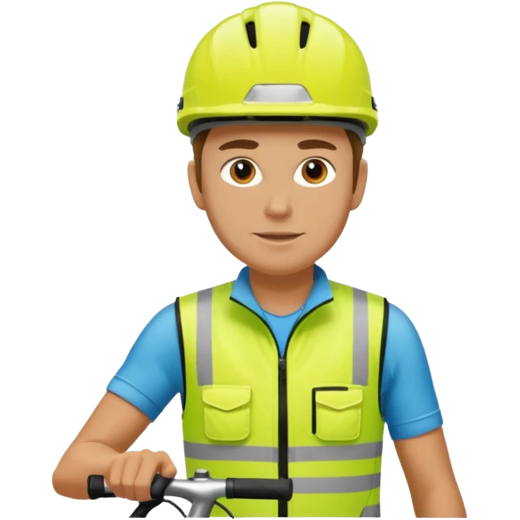 Cyclist with hi-vis vest, while cycling emoji