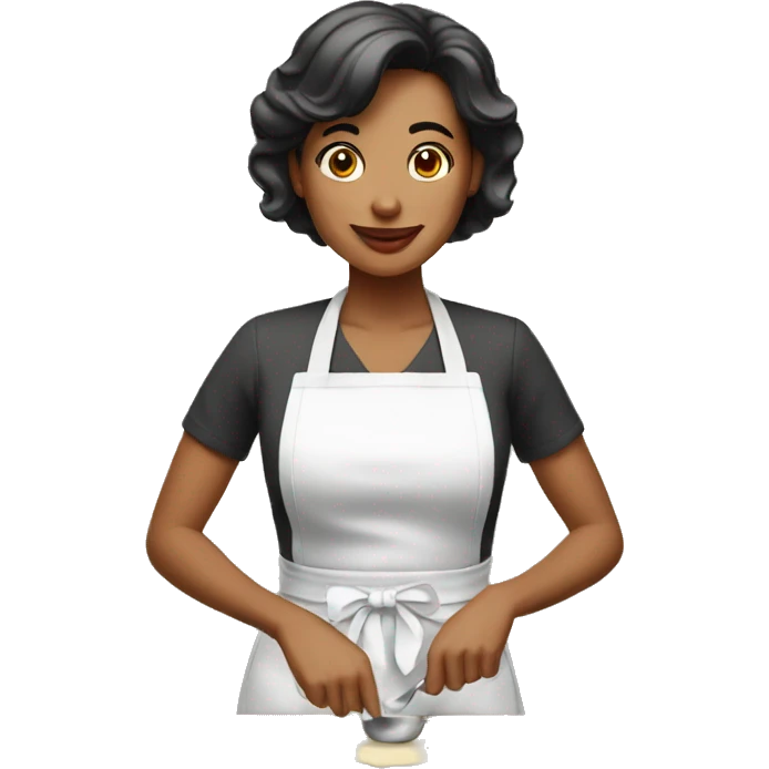 Housewife in apron setting table  emoji