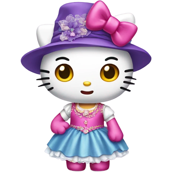 Hello kitty with a fancy dress emoji