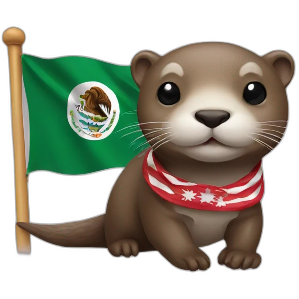 otter with a bandana of the flag of Mexico emoji