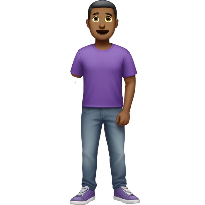 Standing man emoji but he’s wearing a purple shirt and some sneakers emoji