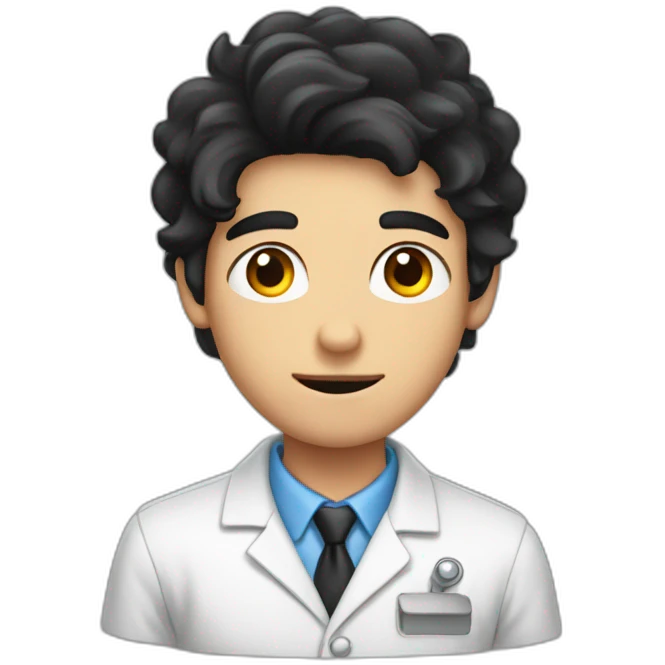 chemistry boy with black hair and his instumants on his hand emoji