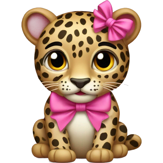 show leopard with pink bow emoji