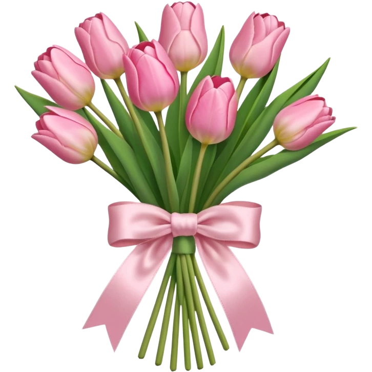light pink tulip bouquet with light pink bow emoji