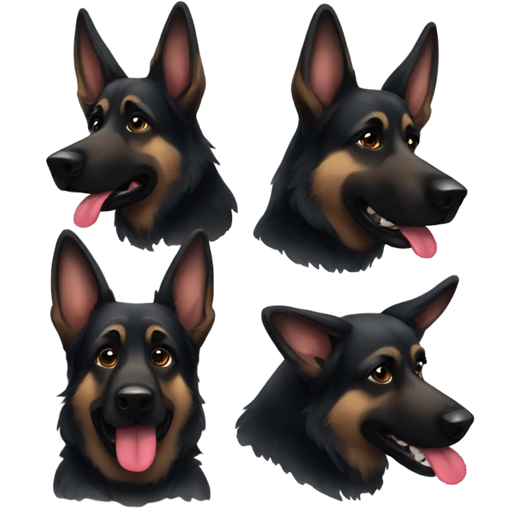 Dark German shepherd with a bow emoji