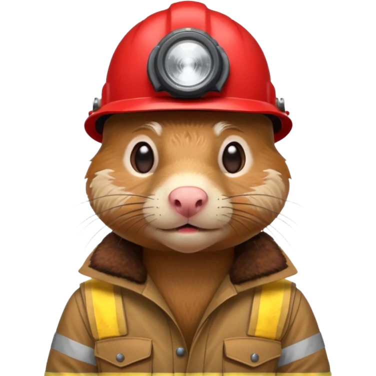 a mole rat, red helmet, headlamp, worker cloth emoji