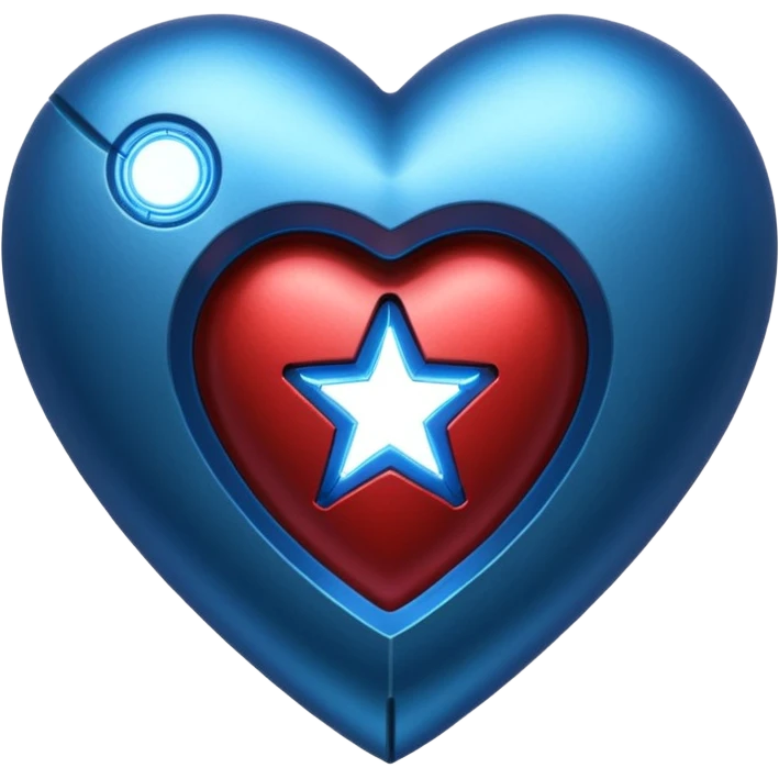 A red Iron Man heart with a glowing blue star in the center emoji