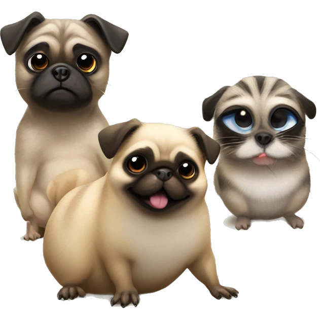 racoon hamster pug and cricket hanging out emoji