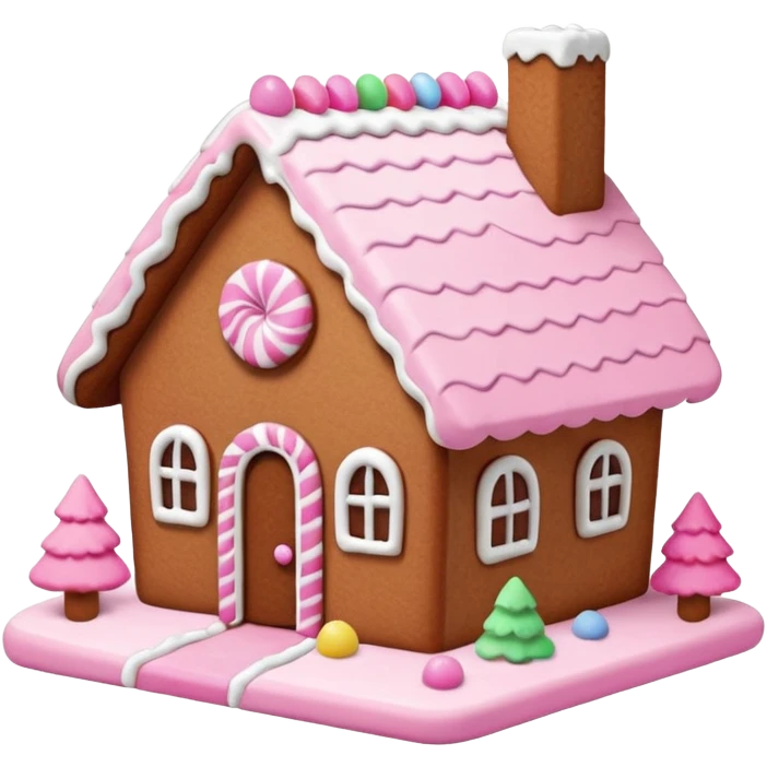 Minimalis Gingerbread house pink emoji