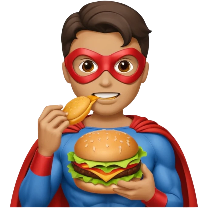 superhero eating hamburger emoji