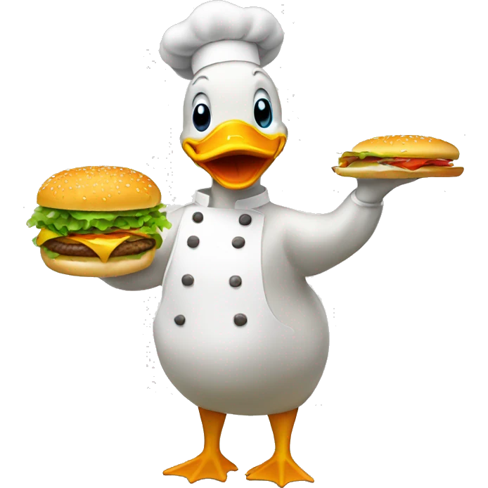 a duck cooking hamburger emoji
