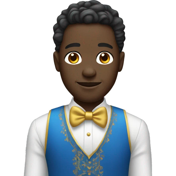 Black guy with blue ushakana and fancy clothes emoji