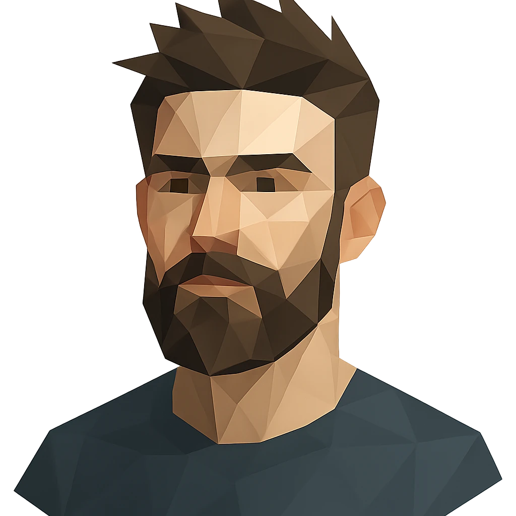 low-poly polygonal style man with beard and spiky hairstyle emoji