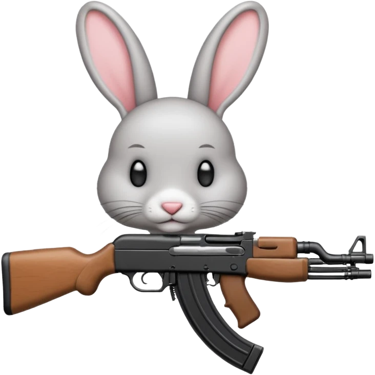Crea un emoji de un conejo sosteniendo una  Ak47 con pasamontañas  emoji