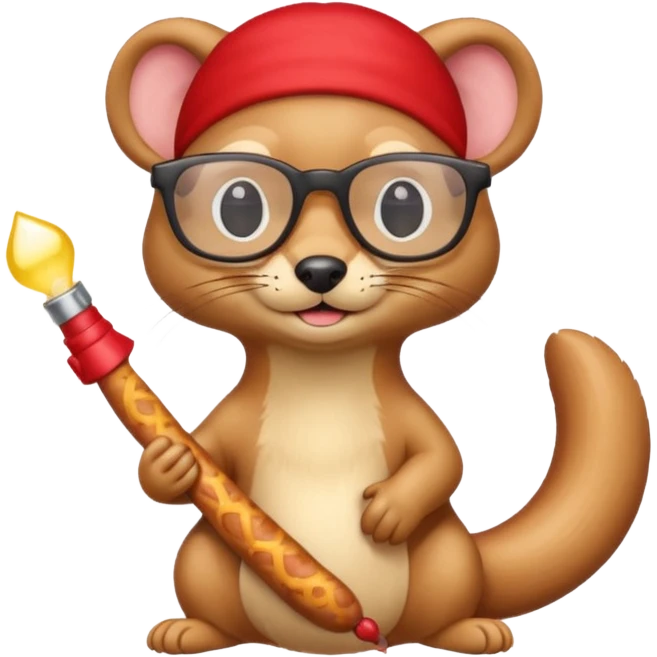 Weasel with glasses and wiener in his hand emoji