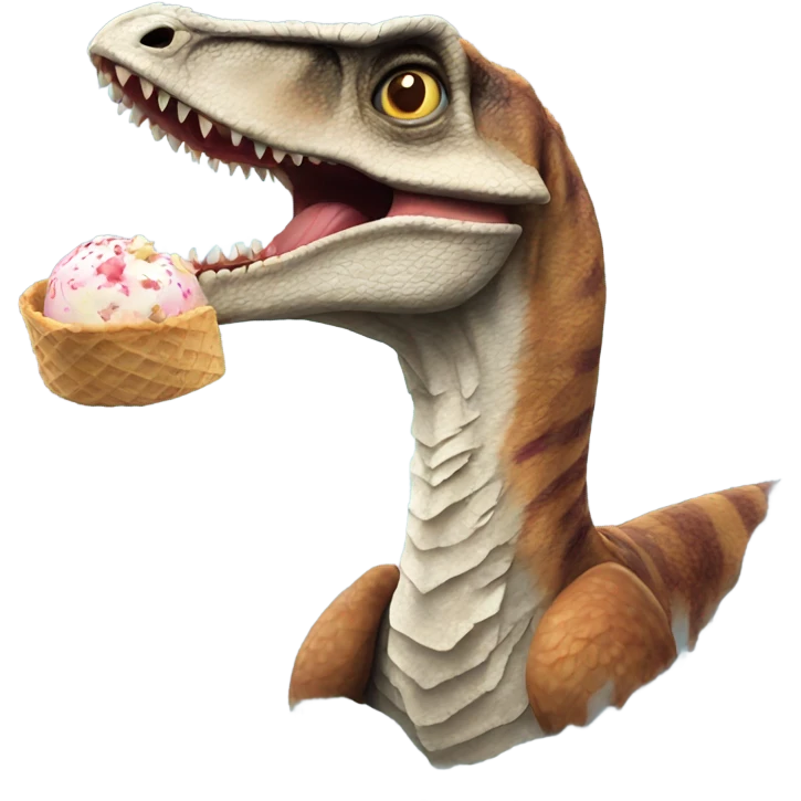 Velociraptor eating icecream emoji