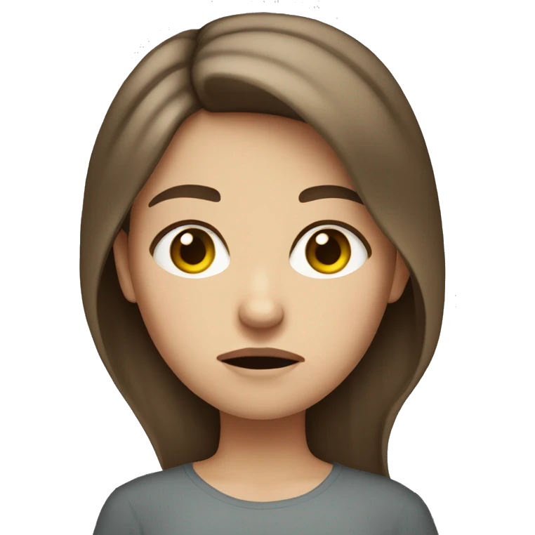 Brown haired white girl frowning emoji