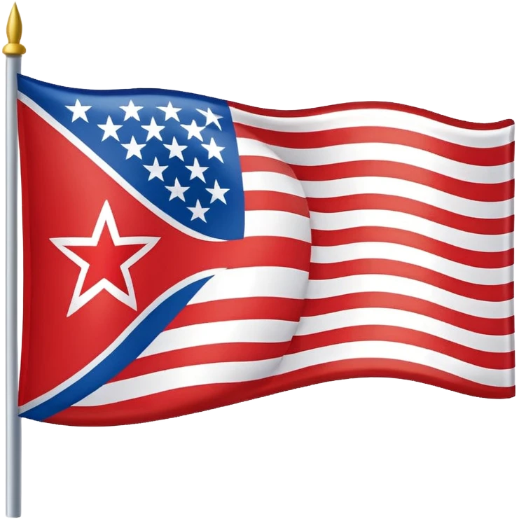 Let's talking about a emoji flag hack combination with Puerto Rico + North Korea emoji flag combination flag hack as a flag image by photo and flag with five red and white stripes, white star with north Korea flag style emoji