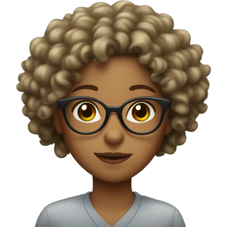 Girl with curly hair  with big glasses  emoji