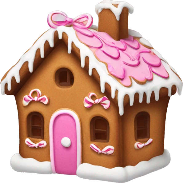 Gingerbread house with a pink bow  emoji
