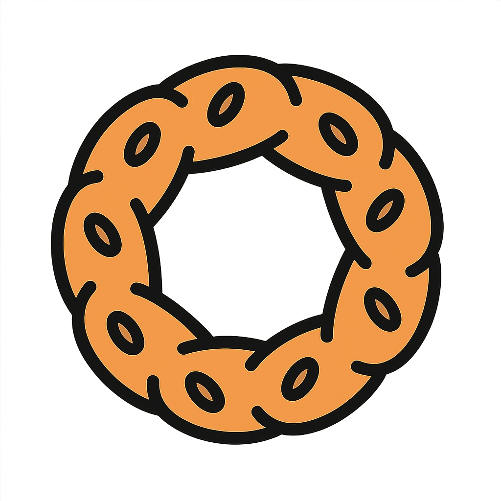 simit, Turkish sesame bread ring colored icon with sesame seeds emoji