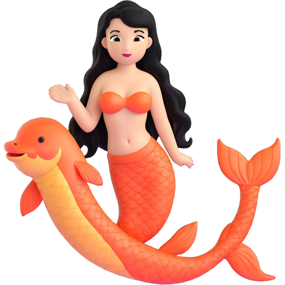 koi mermaid with tanned skin and long black hair emoji