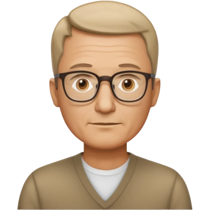 hombre, 50 años pelo poco rapado delgado con gafas de lectura emoji
