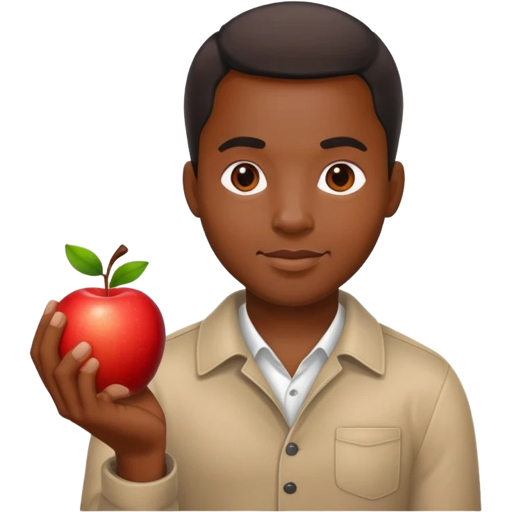 a black man, but in the area of ​​the penis there is an apple, which he holds with one hand
 emoji