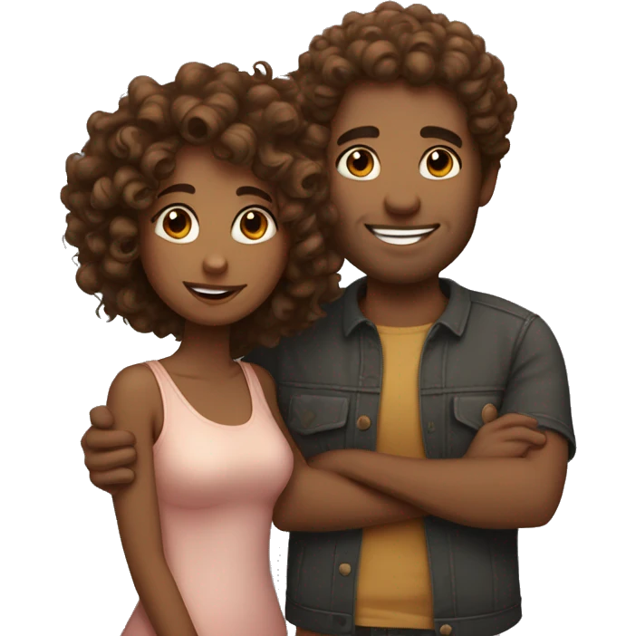 Curly girl with man love  emoji