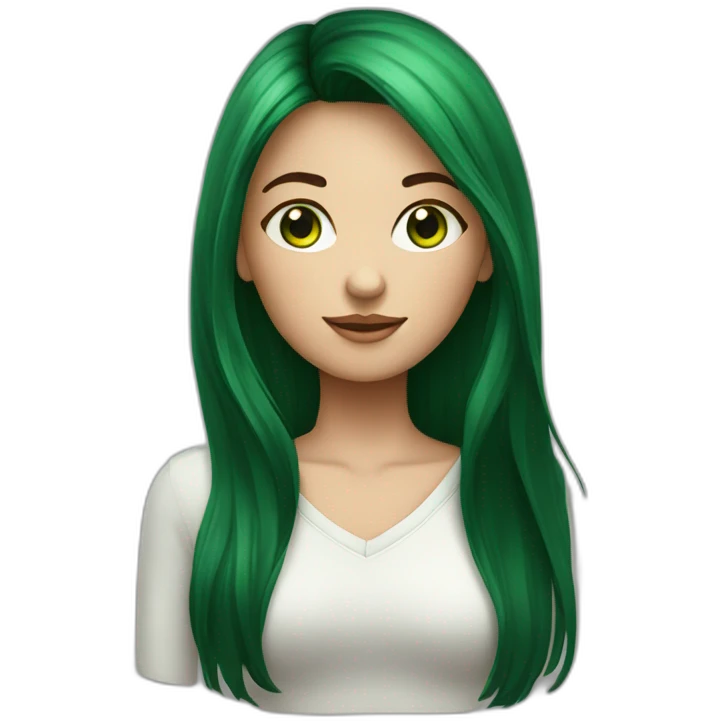 fille au yeux vert cheuveux long chatain foncé emoji