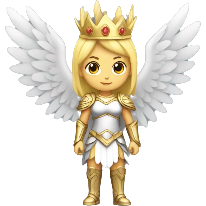 Blond Valkyrie full body with crown with wings emoji